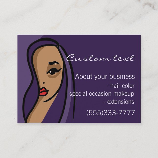 Afro American business card template hair makeup (Front)
