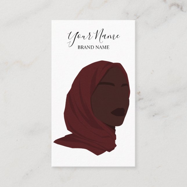 Afro American Muslim Hijab Beauty Salon QR Code Business Card (Front)