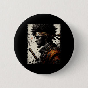 Afro American Samurai Vintage African Bushido Warr 6 Cm Round Badge