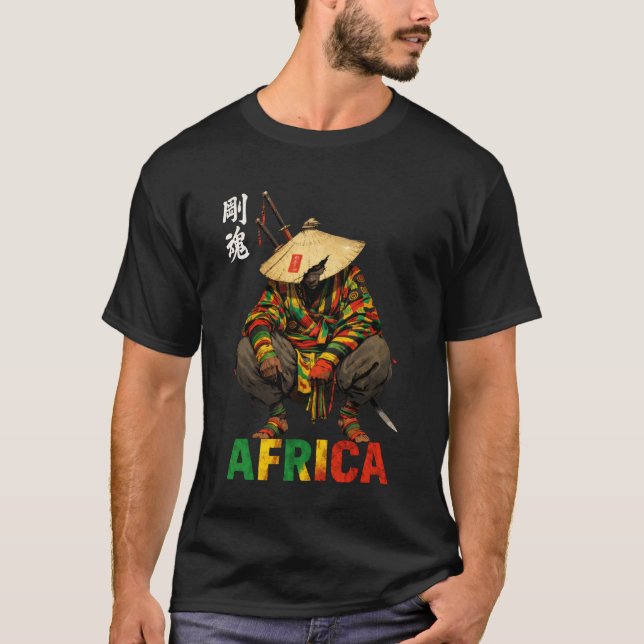 Afro American Samurai Warrior Katana Anime Japanes T-Shirt (Front)