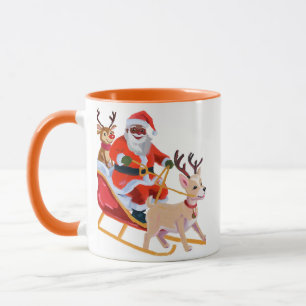 Afro american santa and friends mug