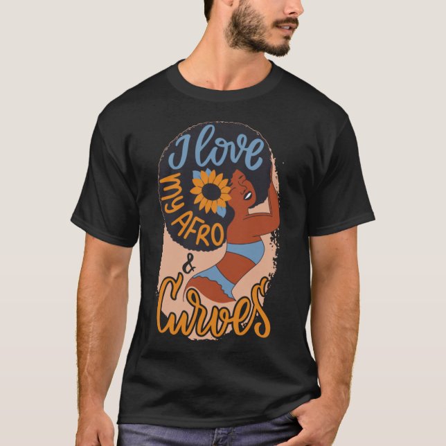 Afro American Woman Love My Curves Inspirational M T-Shirt (Front)