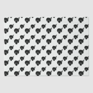 afro and pick black and white tissue paper