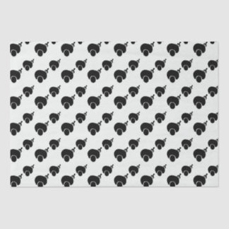 afro and pick black and white tissue paper