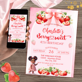 Afro Baby Berry Birthday - Berry Sweet Invitation