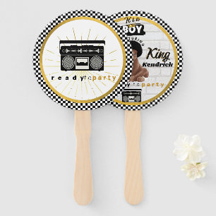 Afro Baby Boy 90's Hip Hop Retro Baby Shower Hand Fan