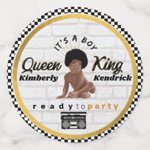 Afro Baby Boy 90's Hip Hop Retro Baby Shower Photo Confetti