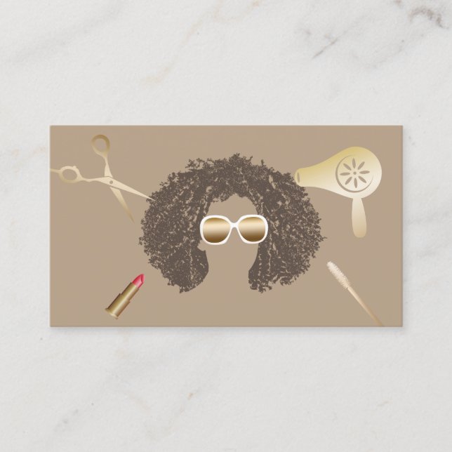 Afro Beauty Salon Makeup Artist & Hair Stylist Business Card (Front)