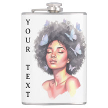 Afro Beauty with Butterflies – Watercolor Portrait