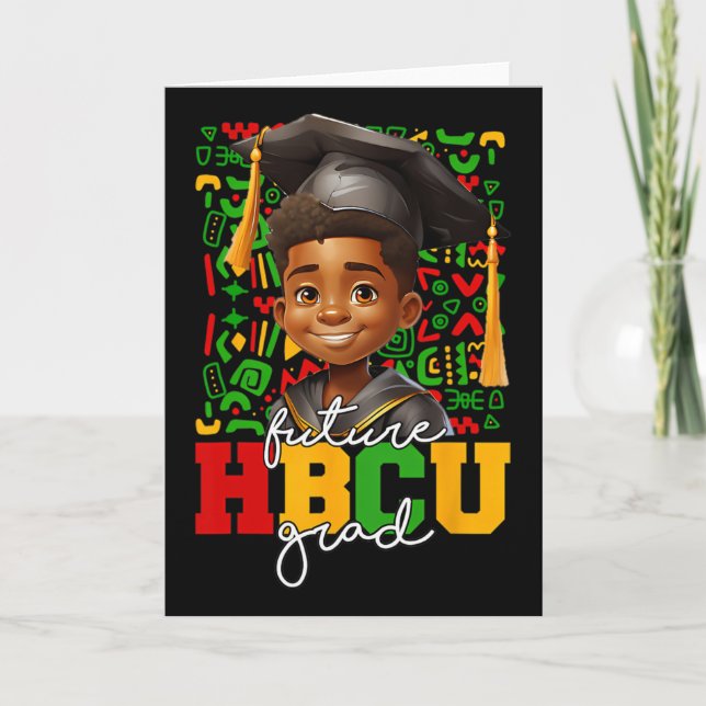 Afro Black Boy College Graduation Future Hbcu Grad Card (Front)