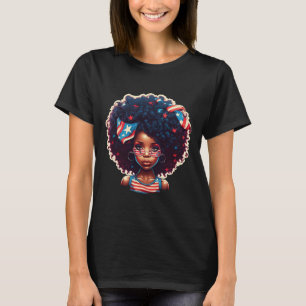 Afro Black Girl Us Flag Melanin 4th Of July Africa T-Shirt