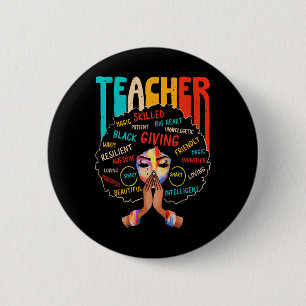 Afro Black History Month African American Teacher 6 Cm Round Badge