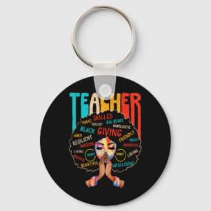 Afro Black History Month African American Teacher Key Ring