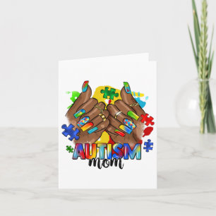 Afro Black Nail Autism Mum Autism Awareness Day 20 Card