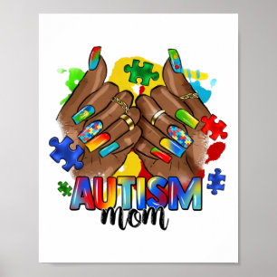 Afro Black Nail Autism Mum Autism Awareness Day 20 Poster