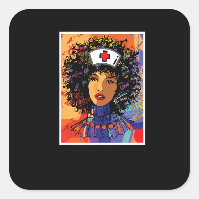 Afro Black Nurse Black History Month African Ameri Square Sticker (Front)