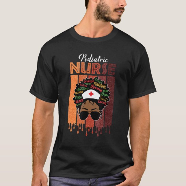 Afro Black Paediatrics Nurse Queen Nurses Black Hi T-Shirt (Front)
