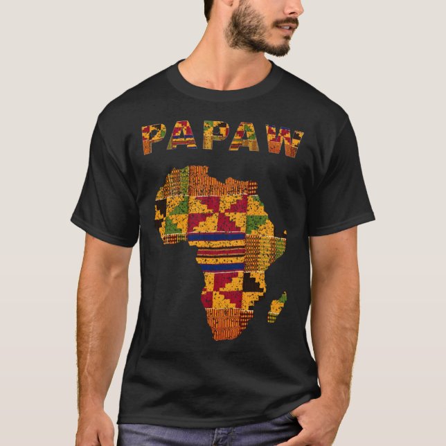 Afro Black Papaw African Ghana Kente Cloth Family  T-Shirt (Front)