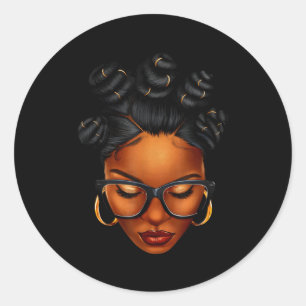 Afro Black Woman African Black History Month Melan Classic Round Sticker