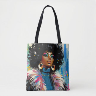 Afro Black Woman Colorful Painting Tote Bag