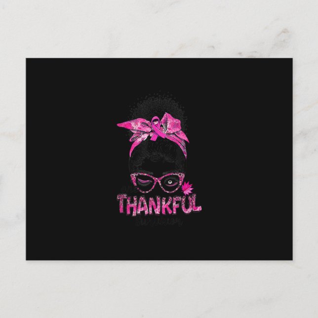 Afro Black Women Breast Cancer One Thankful Surviv Postcard (Front)