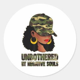 Afro Black Women Camo Melanin Queen Cap Hat Unboth Classic Round Sticker