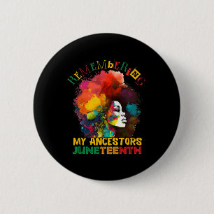 Afro Black Women Juneteenth Remembering My Ancesto 6 Cm Round Badge