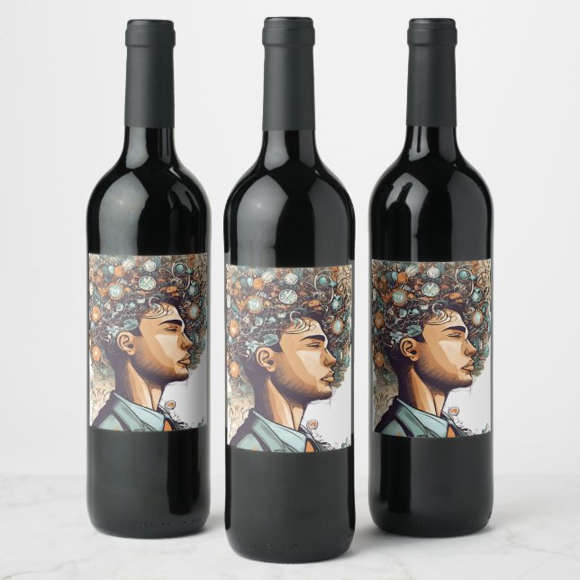 Afro Boho Queen – Colorful Artistic Wine Label (Bottles)