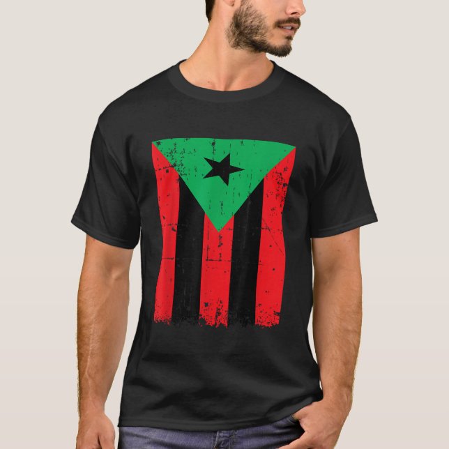 Afro Boricua Flag Funny Puerto Rico Africa Roots P T-Shirt (Front)