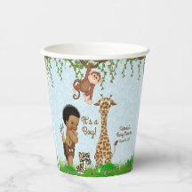 Afro Boy Safari Baby Shower Paper Cups