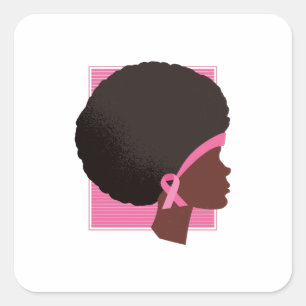 Afro Breast Cancer Awareness Square Sticker