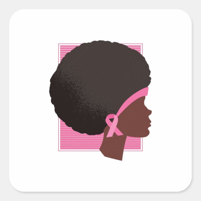 Afro Breast Cancer Awareness Square Sticker (Front)