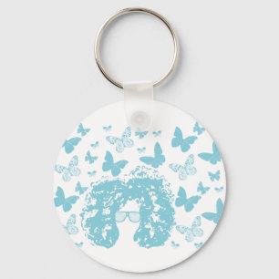 Afro, Butterflies and Sunglasses Key Ring