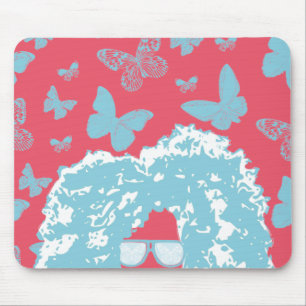 Afro, Butterflies and Sunglasses Mouse Mat
