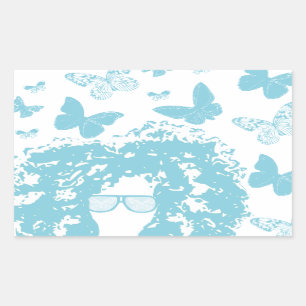 Afro, Butterflies and Sunglasses Rectangular Sticker