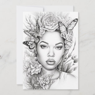 Afro Butterfly Beauty   Color Your Own Postcard
