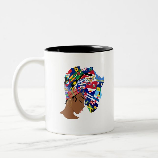 Afro Caribbean Queen Two-Tone Coffee Mug (Left)