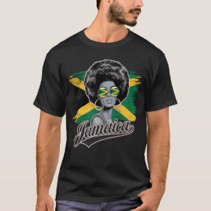 Afro Carribean Woman Jamaica Flag Island Vibe T-Shirt