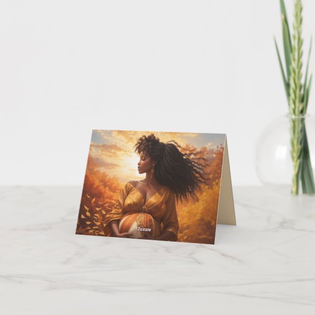 Afro-Centric Mother Pregnancy Thank You Card (Back)