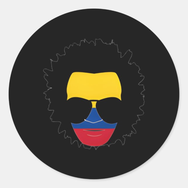 Afro Colombian Afro Latino Colombian Flag Classic Round Sticker (Front)