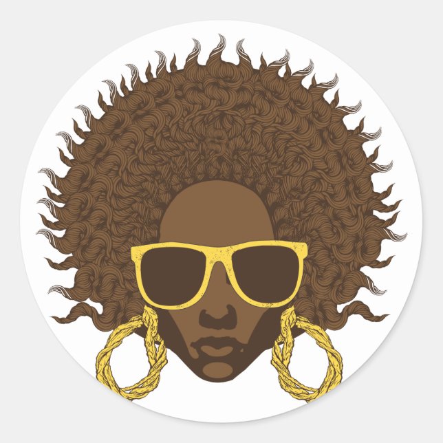 Afro Cool Classic Round Sticker (Front)