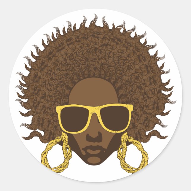 Afro Cool Classic Round Sticker (Front)