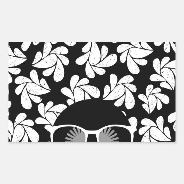 Afro Diva Black & White Rectangular Sticker (Front)