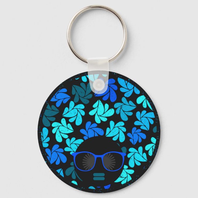 Afro Diva Blue  Key Ring (Front)