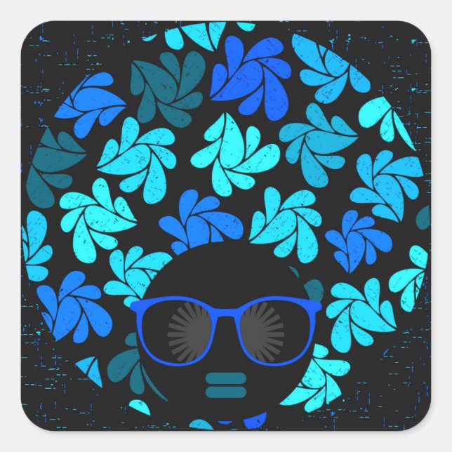 Afro Diva Blue  Square Sticker (Front)