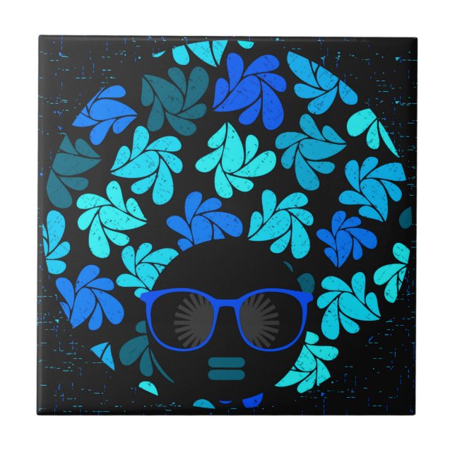 Afro Diva Blue  Tile (Front)