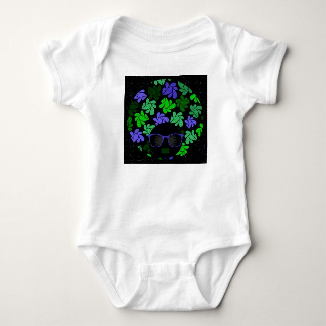 Afro Diva Green & Blue Baby Bodysuit (Front)