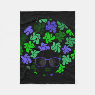 Afro Diva Green & Blue Fleece Blanket