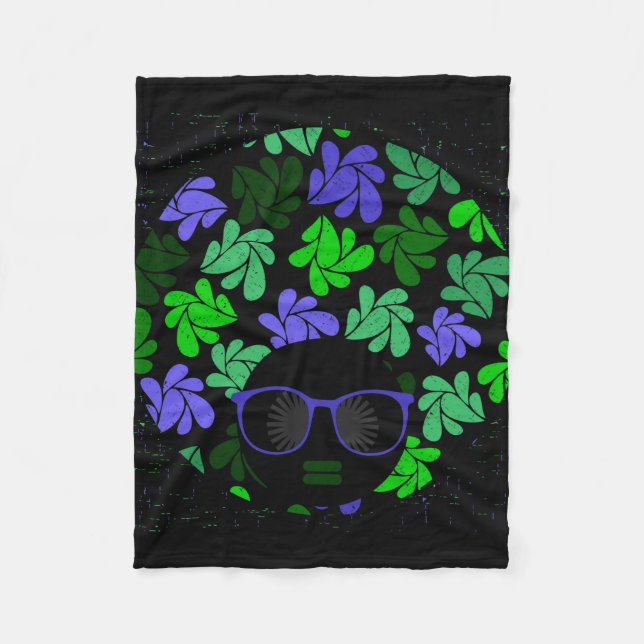 Afro Diva Green & Blue Fleece Blanket (Front)
