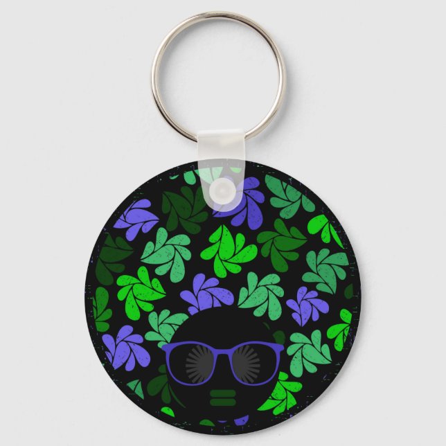 Afro Diva Green & Blue Key Ring (Front)